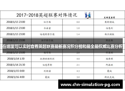 在哪里可以实时查看英超联赛最新赛况积分榜和最全最权威比赛分析